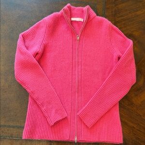 Women's Pink Cashmere Zipper Cardigan